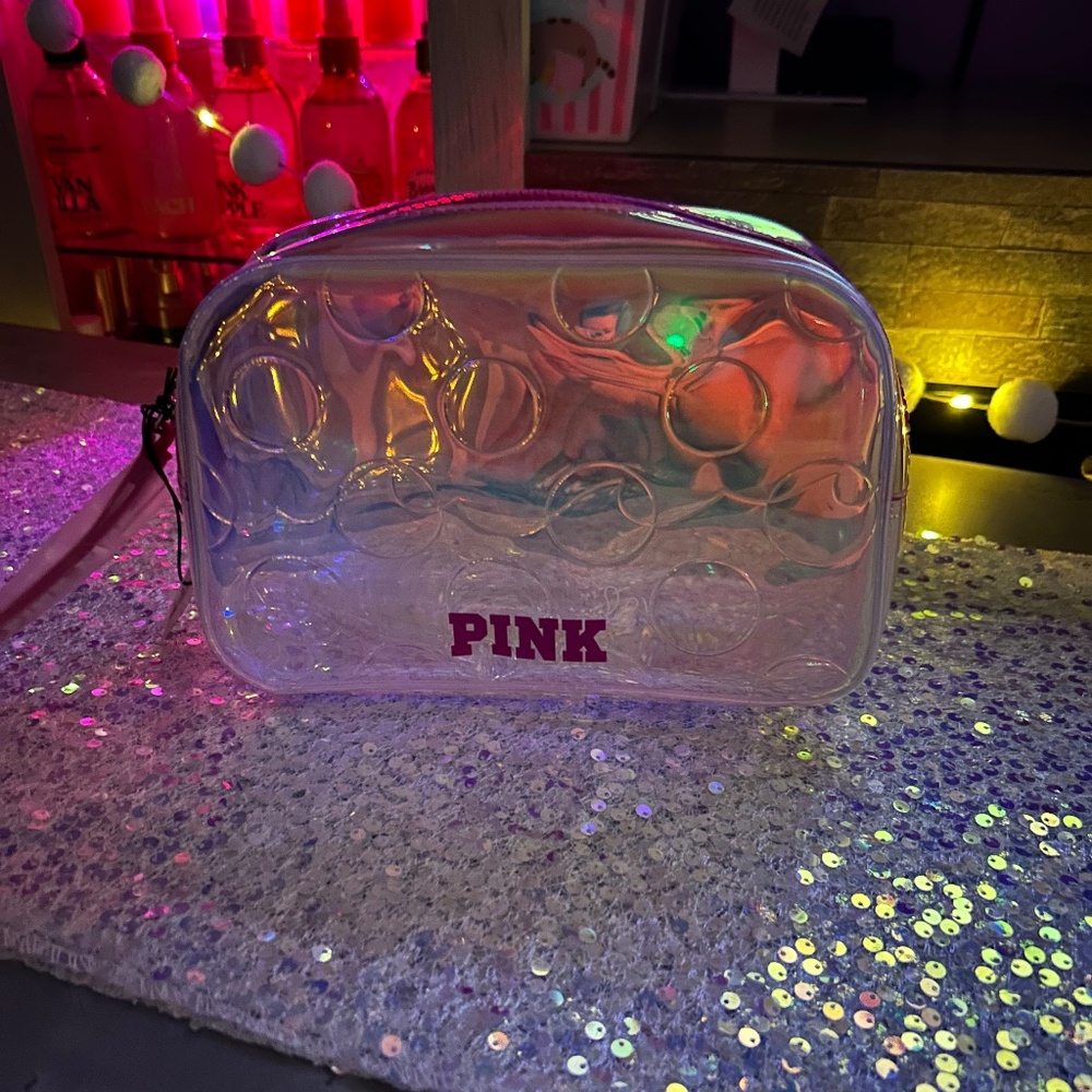 ✨PINK Victoria’s Secret Iridescent Make Up Bag ✨